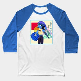 Yuri Marzipan the Oni - Cool Gal (blue scheme w/ streaks) Baseball T-Shirt